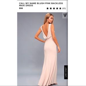 NWT Lulu’s Blush Pink Call My Name Backless Maxi
